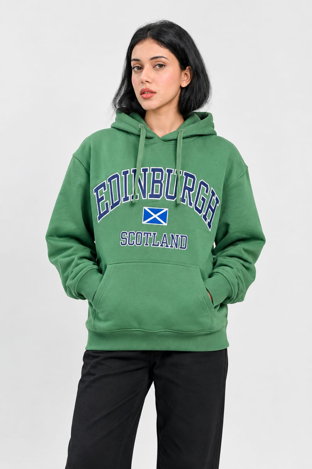 Unisex Edinburgh Pullover Varsity Print Cotton Fleece Hoodie
