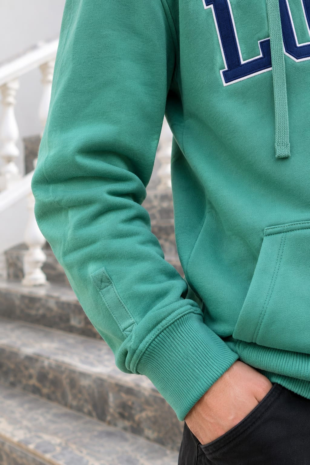 Unisex Green Cotton Fleece Hoodie with LOOMZ Varsity Print