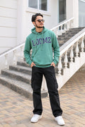 Unisex Green Cotton Fleece Hoodie with LOOMZ Varsity Print